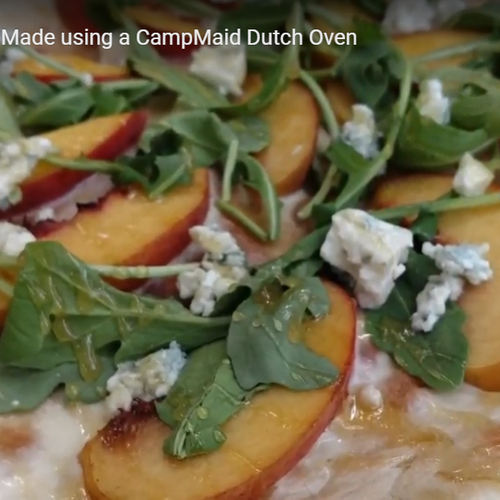 Peach & Honey Pizza with Arugula & Blue Cheese