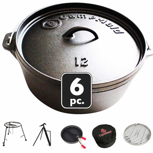 6-Piece Dutch Oven Set With 12" Dutch Oven Without Legs