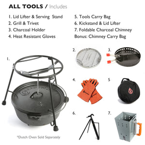 7-Piece Dutch Oven Tools Set (All CampMaid Tools)