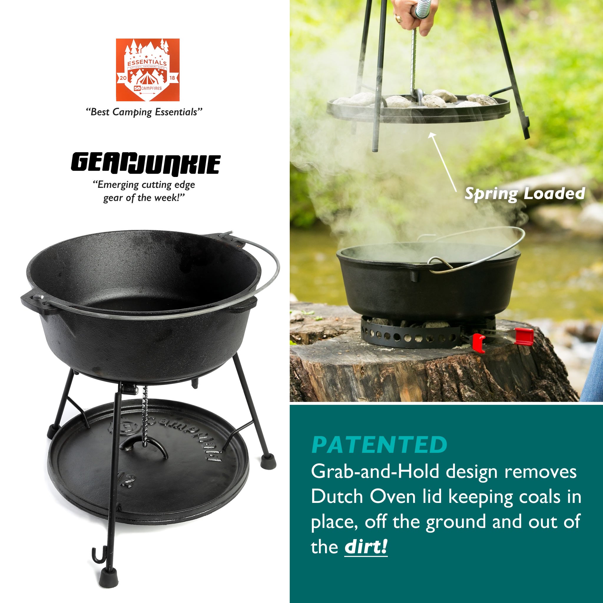 Dutch oven lid lifter for campfire cooking 